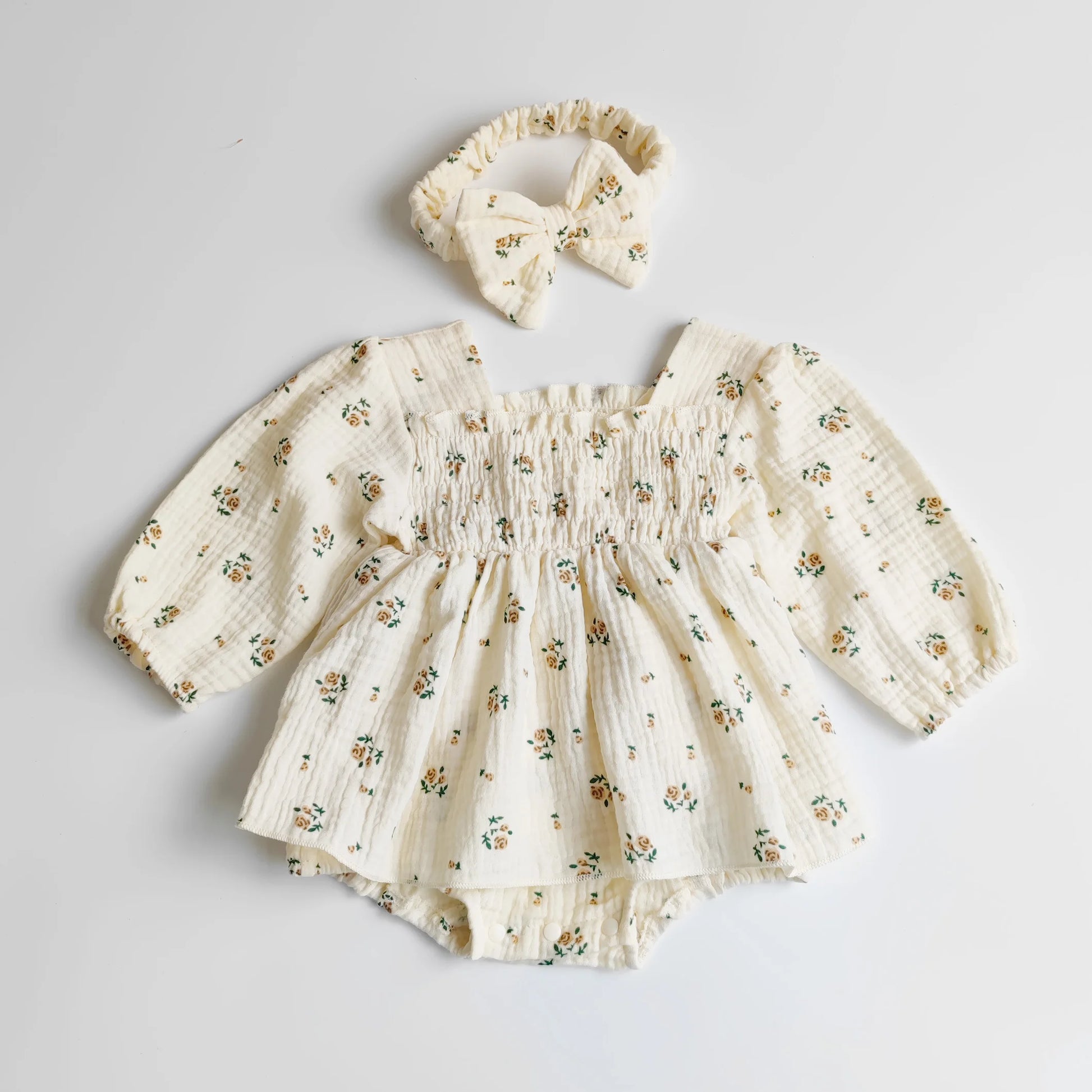 2PCS Floral Ruffle Baby Girls Clothes Bodysuit & One Piece Kids Baby Birthday Princesses Dress Jumpsuits Clothing