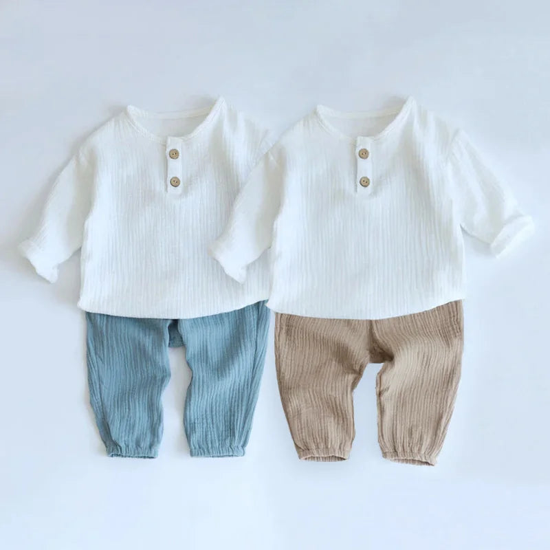 2Pcs Spring Summer Baby Boy Clothes Soft Cotton Solid T-shirt +Shorts Casual Toddler Kids Suits