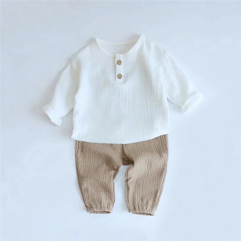 2Pcs Spring Summer Baby Boy Clothes Soft Cotton Solid T-shirt +Shorts Casual Toddler Kids Suits