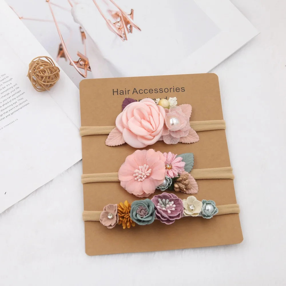 3pcs Baby Girl Headband set Cute Baby Elastic Hair Band Newborn Head Flower Toddler Headband Headwear Kids Accessories