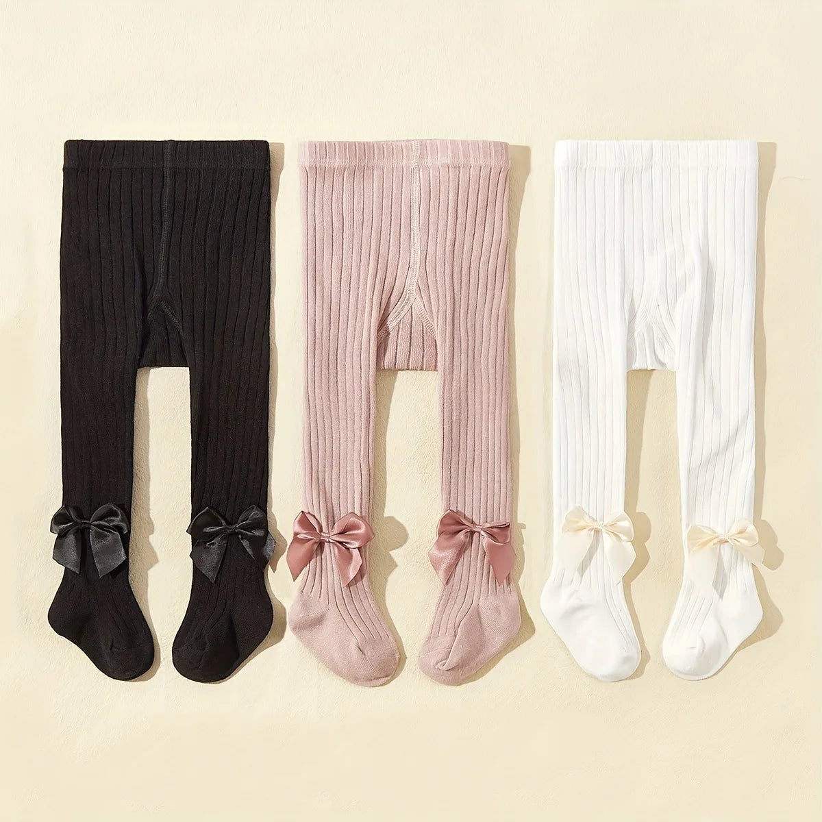 3PCS/Set Spring and Autumn Princess Bowknot Girls Fashion Comfortable Breathable Cotton Pantyhose for Babies