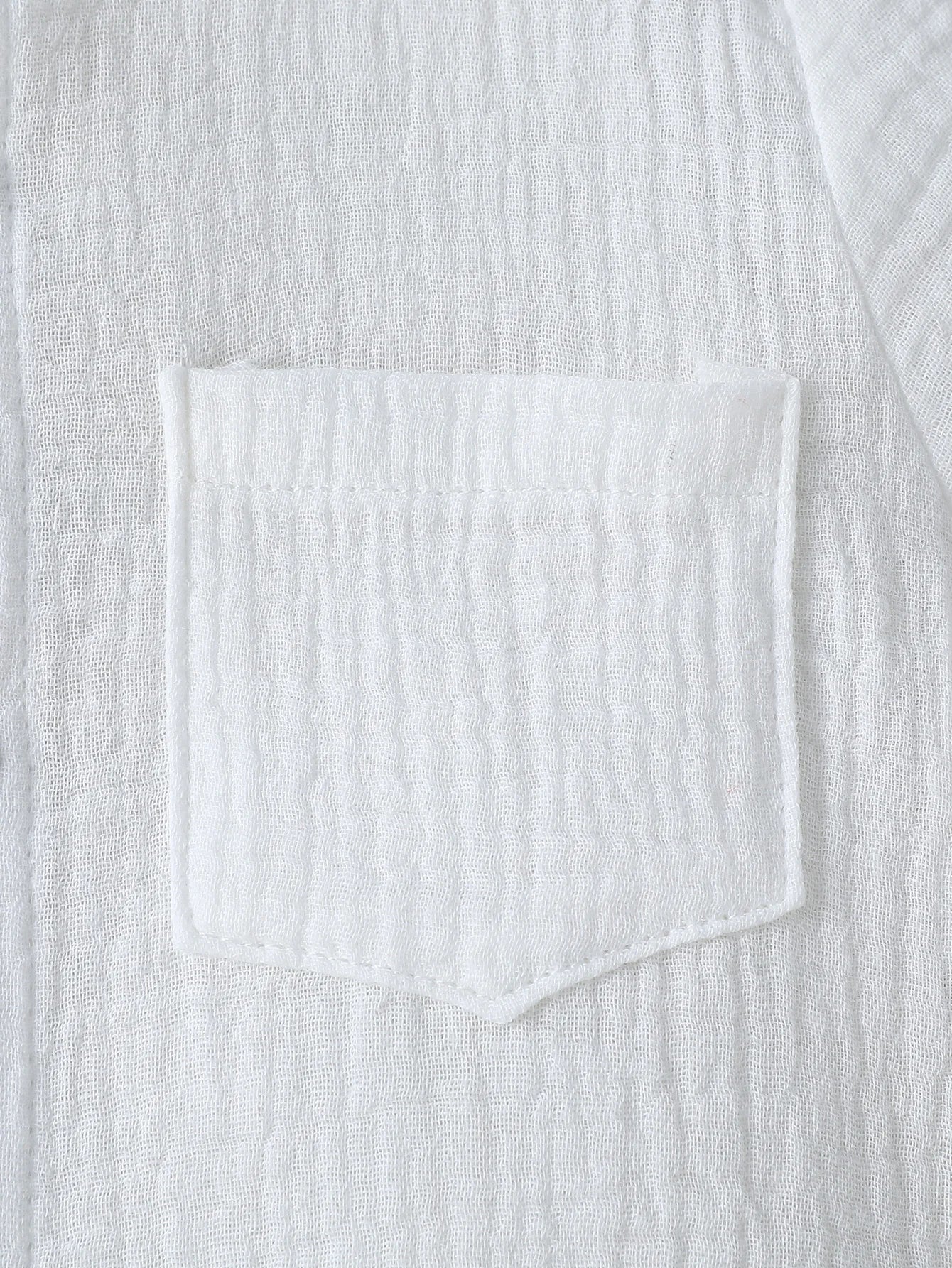 Boy Solid Color Cotton Soft Shirt Chest Pocket Stand Collar Short Sleeve Gentleman Shirt For Boys 1-3Y Summer Clothes