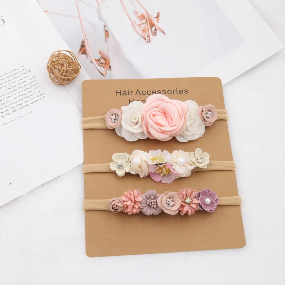 3pcs Baby Girl Headband set Cute Baby Elastic Hair Band Newborn Head Flower Toddler Headband Headwear Kids Accessories