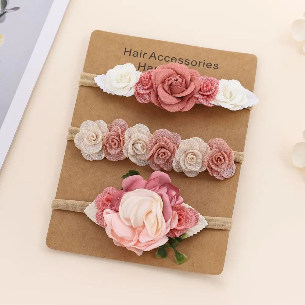 3pcs Baby Girl Headband set Cute Baby Elastic Hair Band Newborn Head Flower Toddler Headband Headwear Kids Accessories