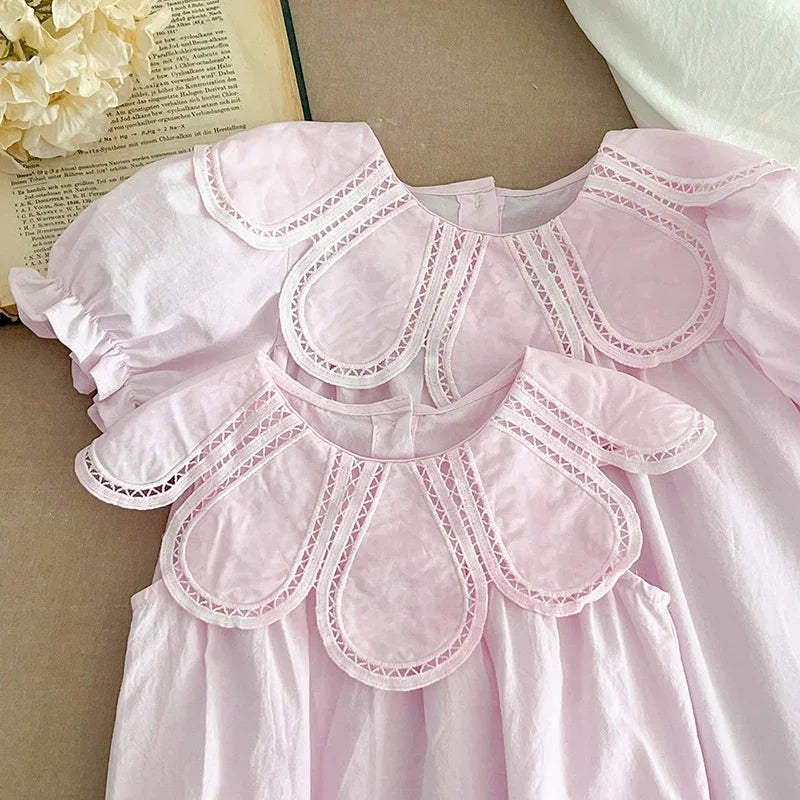 Summer 0-24M Baby Girl Clothing Petal Collar Newborn Baby Girl Romper Sleeveless Cotton Splicing Toddler Baby Girls Jumpsuit