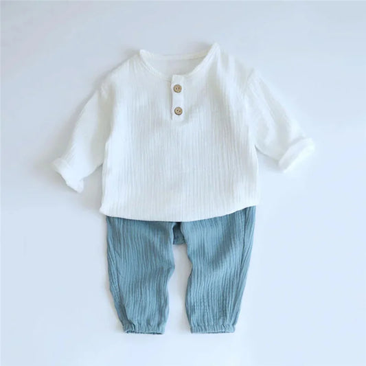 2Pcs Spring Summer Baby Boy Clothes Soft Cotton Solid T-shirt +Shorts Casual Toddler Kids Suits