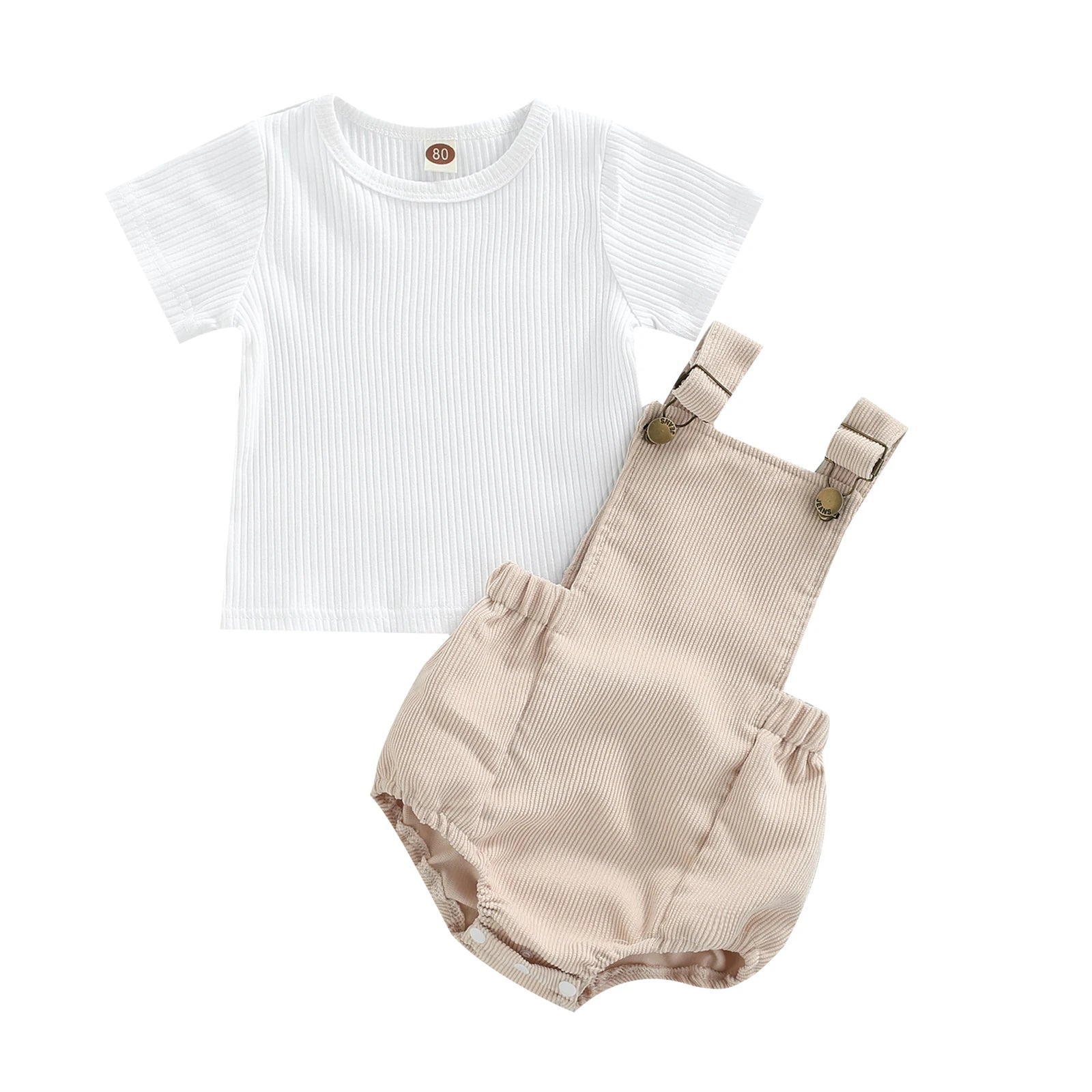Ma&Baby  0-24M Newborn Infant Baby Boy Girl Clothes Sets Toddler Knit Romper Button Corduroy Overall Shorts Outfit Summer