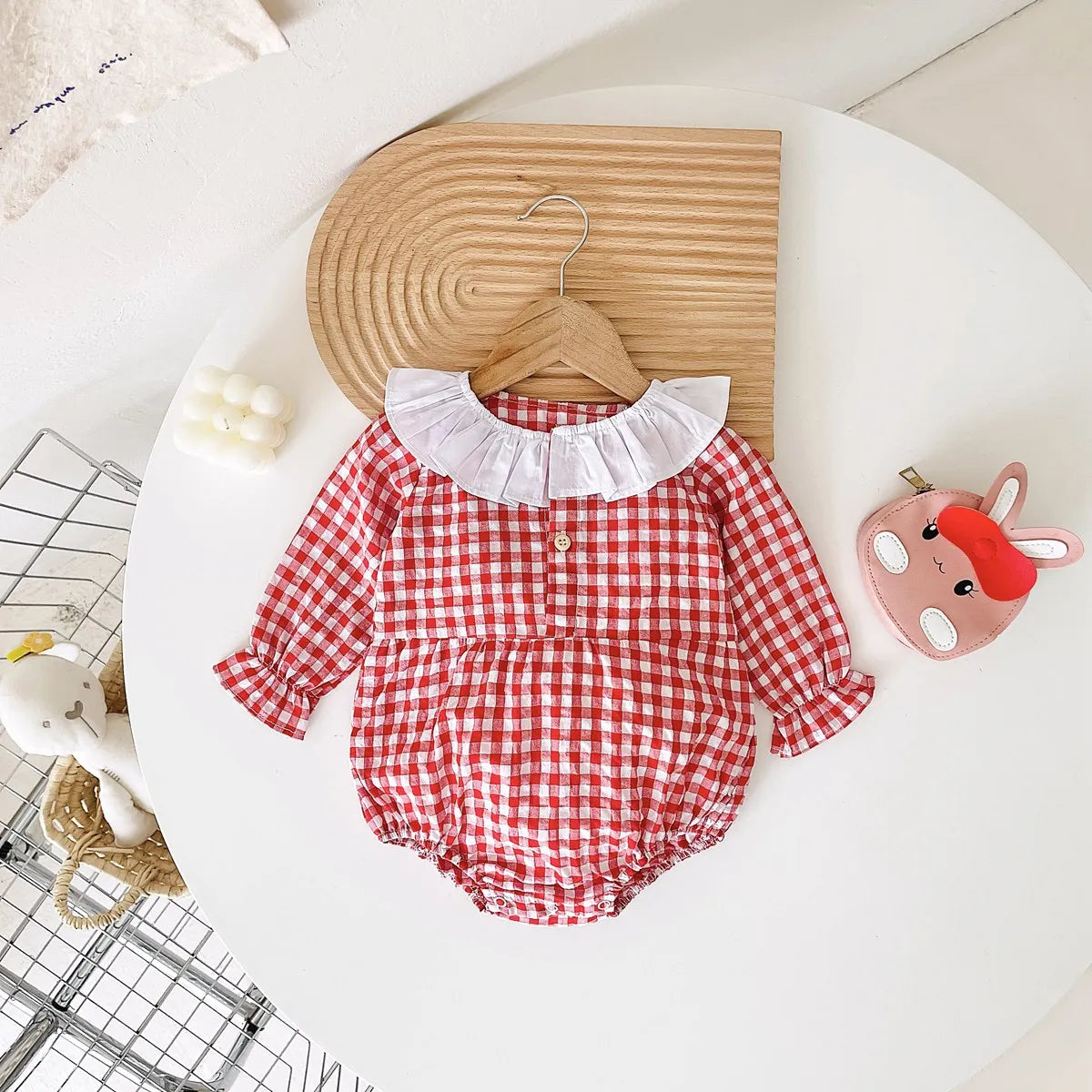 Sanlutoz Long Sleeve Casual Plaid Autumn Baby Girls Bodysuits Infants Girls Clothing
