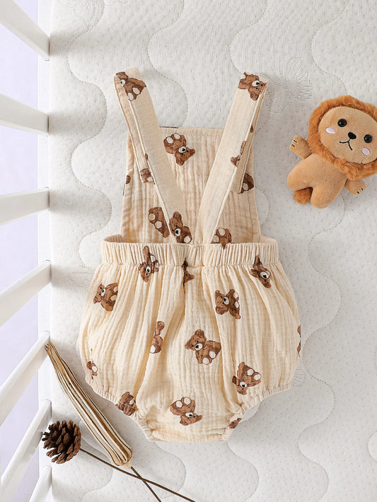 Baby Sleeveless Summer Cartton Bear Cute Casual Daily Jumpsuit clothes For 0-1Y Rompers 2025 New  Style