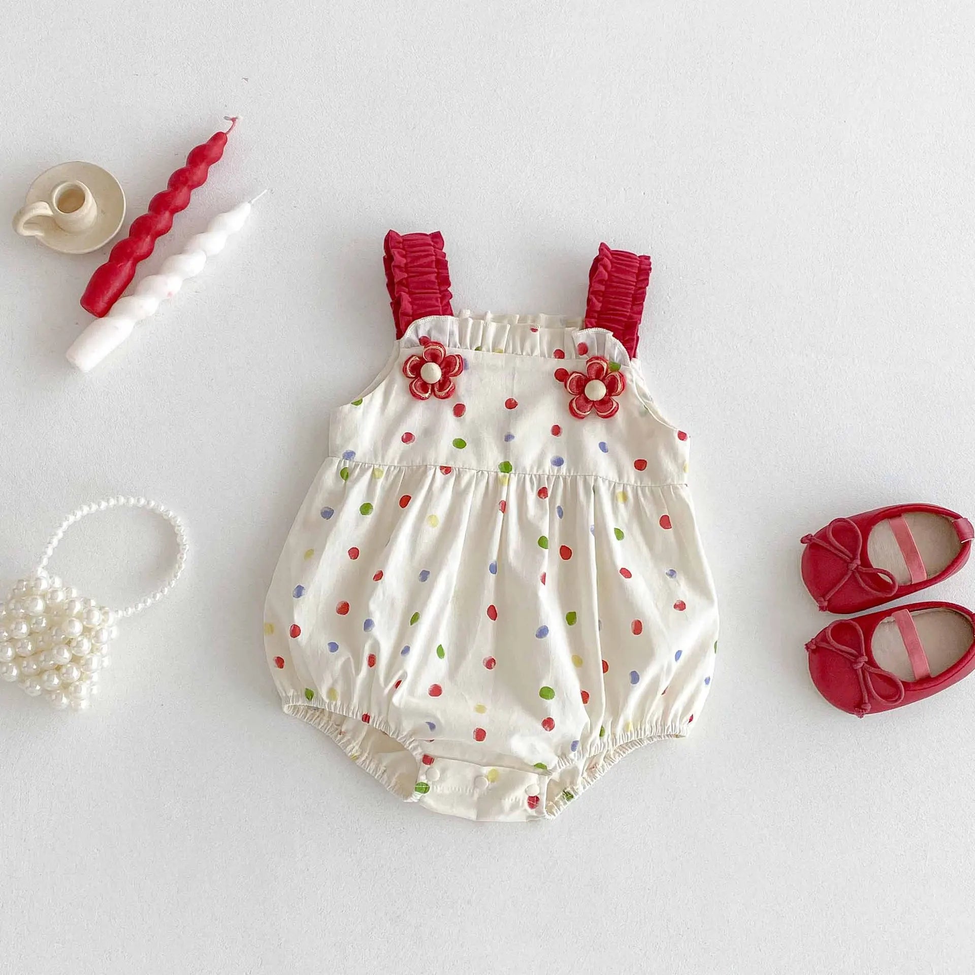 2025 Girls Clothes Toddler Girls Bodysuit & One Piece Colorful Dot Infant Clothes