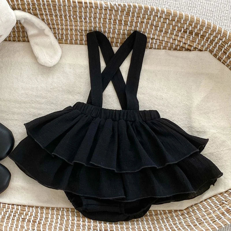 2024 New Spring Toddler Baby Girls Clothes Suit Long Sleeved Cotton Solid Color Shirt+Jumpsuit Infant Baby Girl Clothing Set