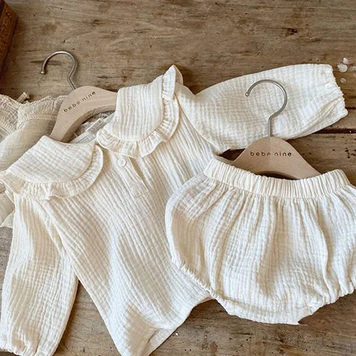 Newborn Baby Girls Clothing Set Ruffle Collar Lapel Top+Bread Pants  Casual Suit Autumn Spring Toddler Baby Girl Clothes Suit