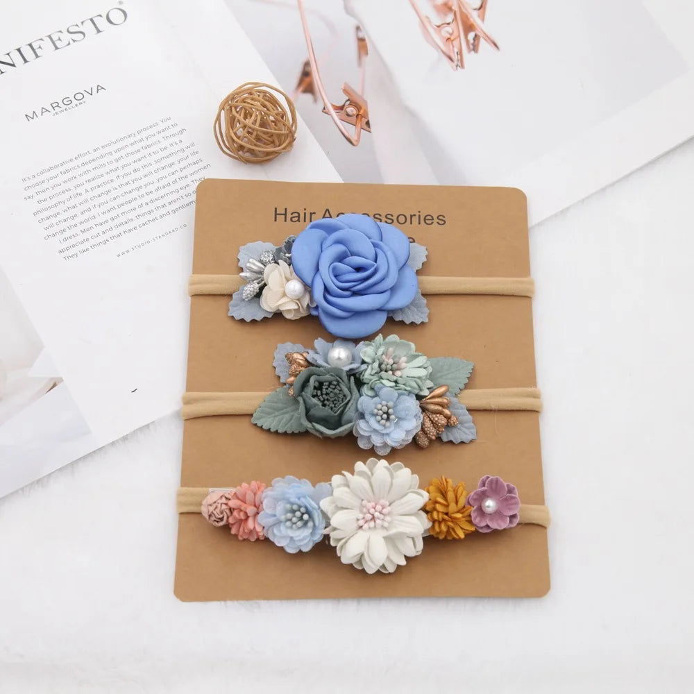 3pcs Baby Girl Headband set Cute Baby Elastic Hair Band Newborn Head Flower Toddler Headband Headwear Kids Accessories