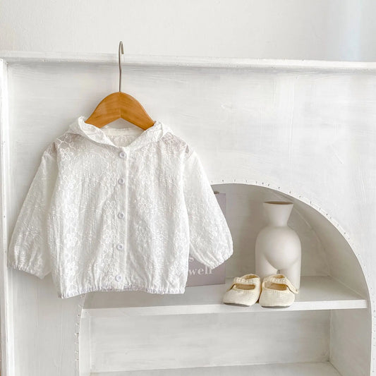 Summer new 0-3 year old baby clothing, baby girl jacket, hooded long sleeved air-conditioned shirt, sun protection shirt