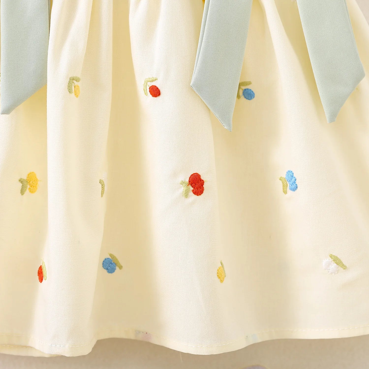 Baby Girl Clothing Summer Bow And Floral Pattern Doll Neck Simple Gentle Baby Dresses Cute Casual Girl Kid's Dress