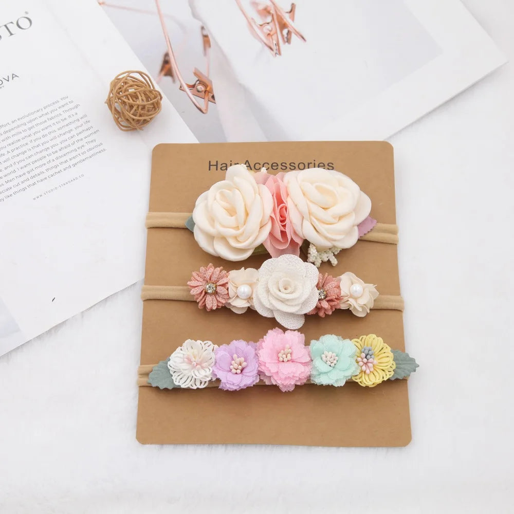 3pcs Baby Girl Headband set Cute Baby Elastic Hair Band Newborn Head Flower Toddler Headband Headwear Kids Accessories