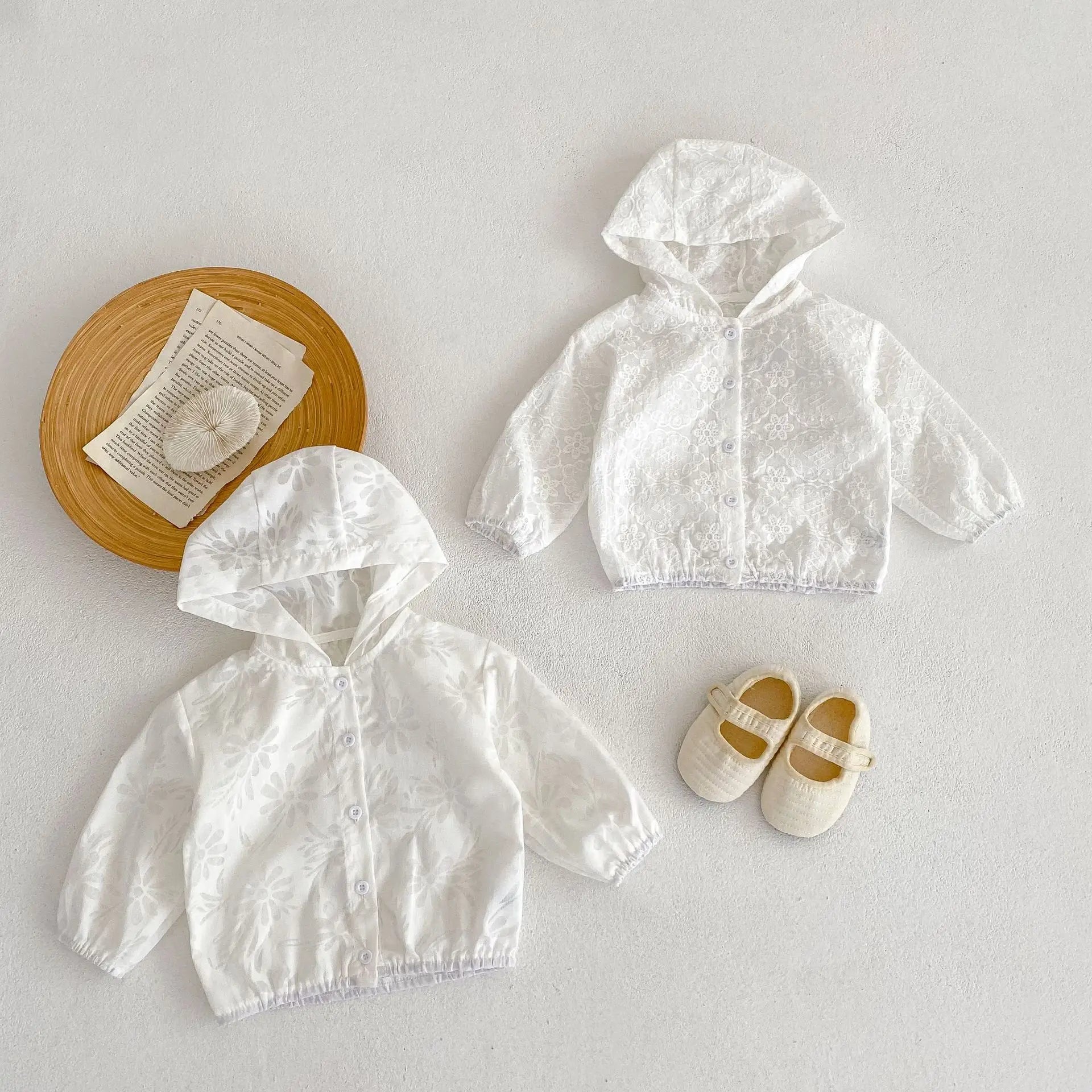 Summer new 0-3 year old baby clothing, baby girl jacket, hooded long sleeved air-conditioned shirt, sun protection shirt