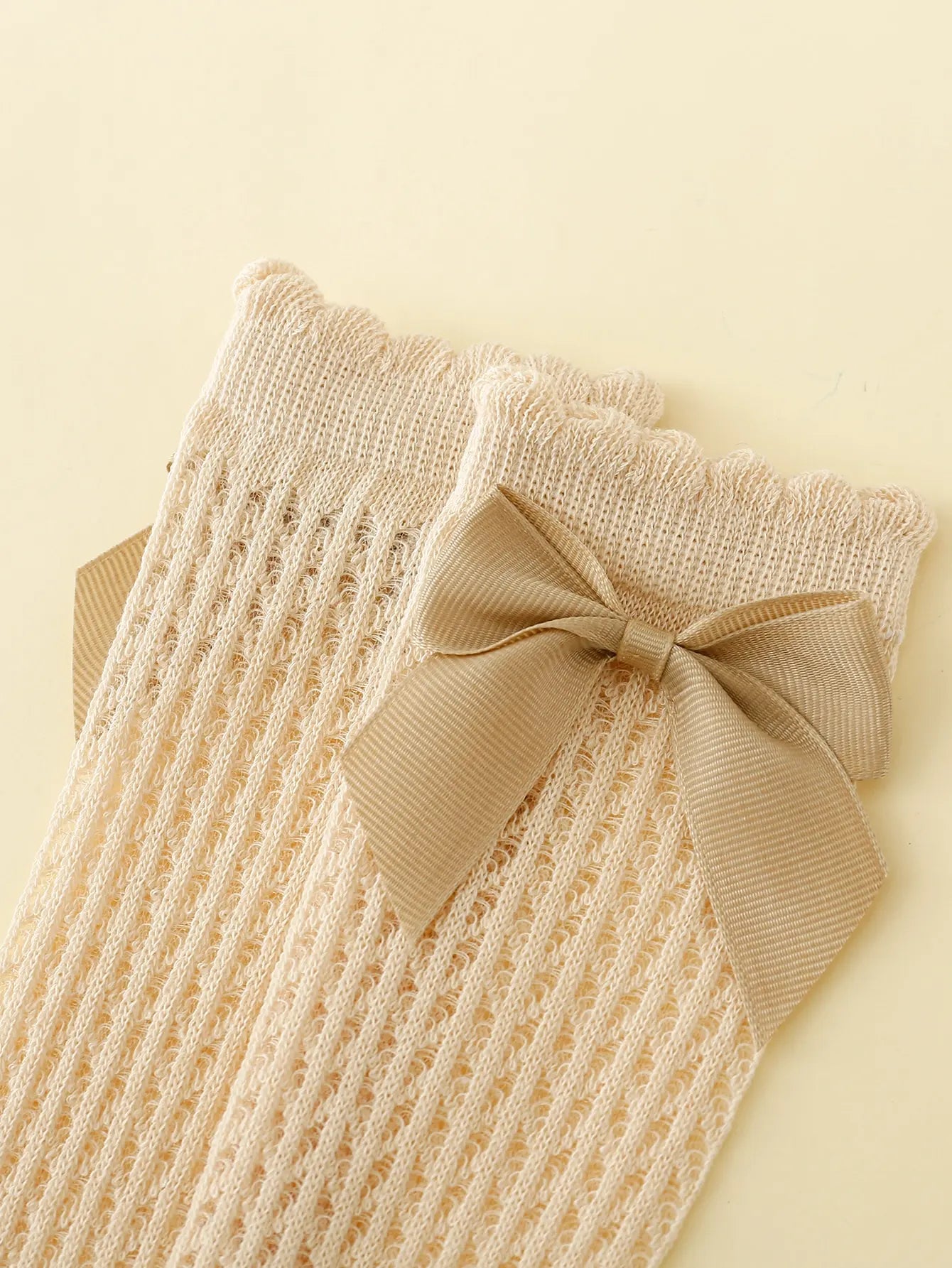 3 Pairs of Baby Girls Socks With Bownots Summer Mesh Lace Anti-Mosquito Kids Knee Socks Princess Long Socks For 0-6 Years Infant