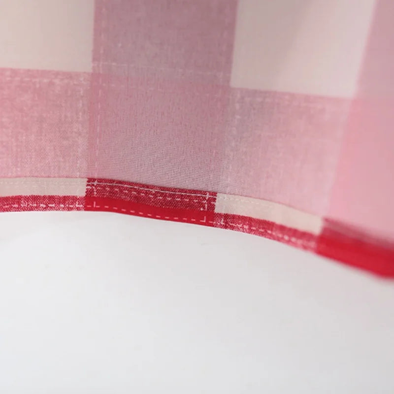 Baby Girl Dress Summer Red Checkered Cotton Short Sleeved Girl Dress Cute Cherry Embroidery Girl Dress