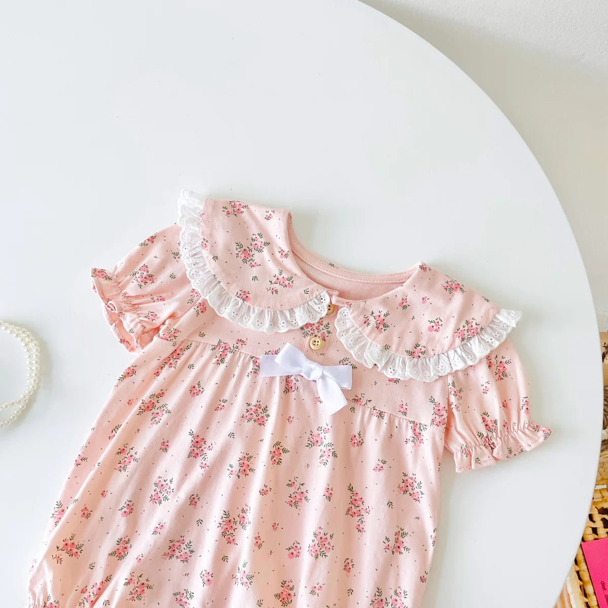 Sanlutoz Floral Infants Girls Short Sleeve Bodysuits Summer Newborn Baby Girls Clothes Cotton Princess