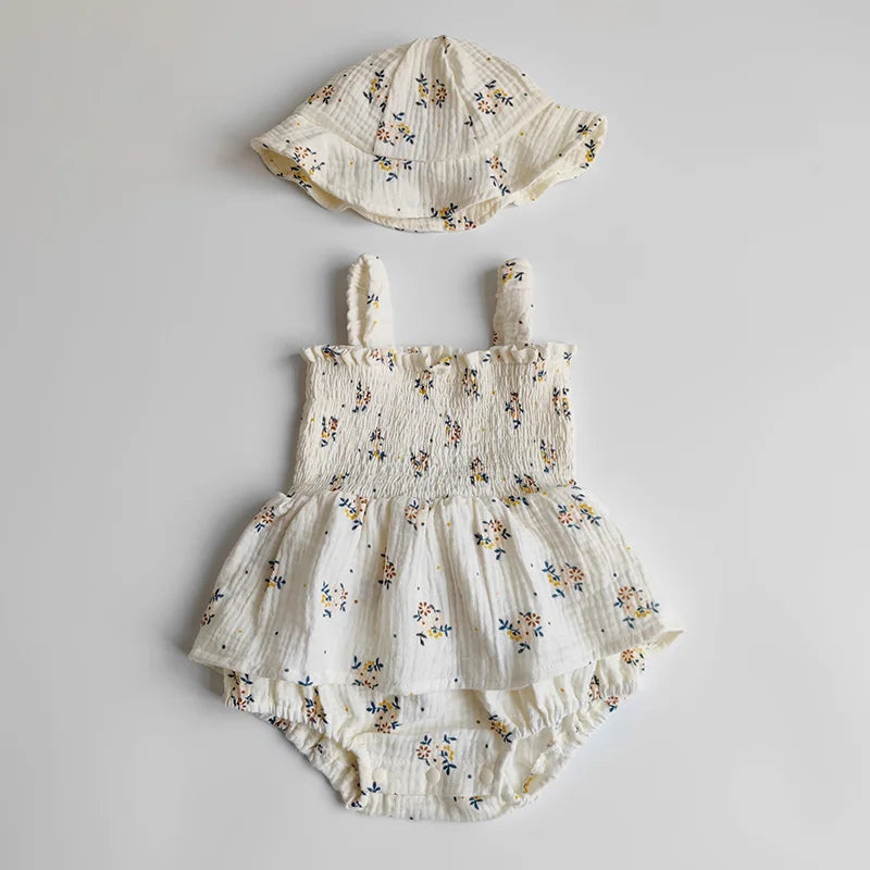 2PCS Floral Ruffle Baby Girls Clothes Bodysuit & One Piece Kids Baby Birthday Princesses Dress Jumpsuits Clothing