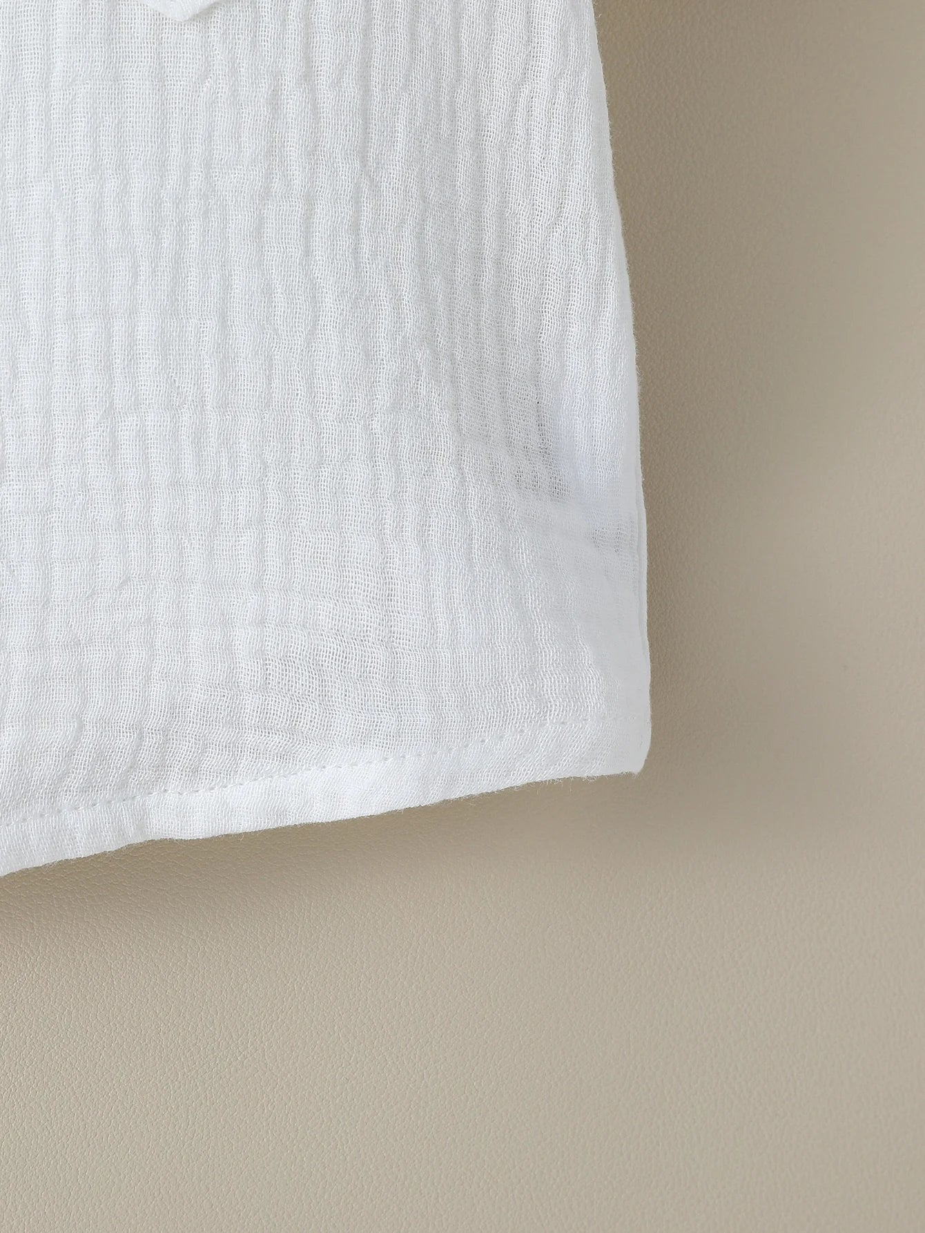 Boy Solid Color Cotton Soft Shirt Chest Pocket Stand Collar Short Sleeve Gentleman Shirt For Boys 1-3Y Summer Clothes