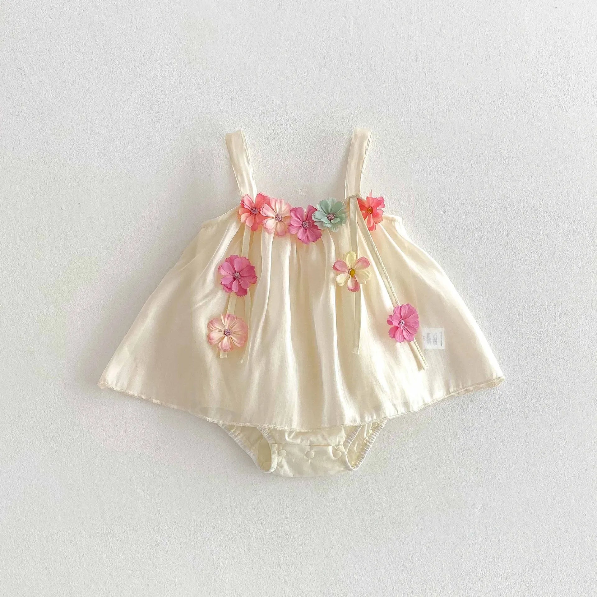 Summer Suspenders Bodysuit for Baby Girls 0-2Y Sweet Newborn Infant 3D Flower Onesie Dress 100 Days Infant Thin Style Clothing