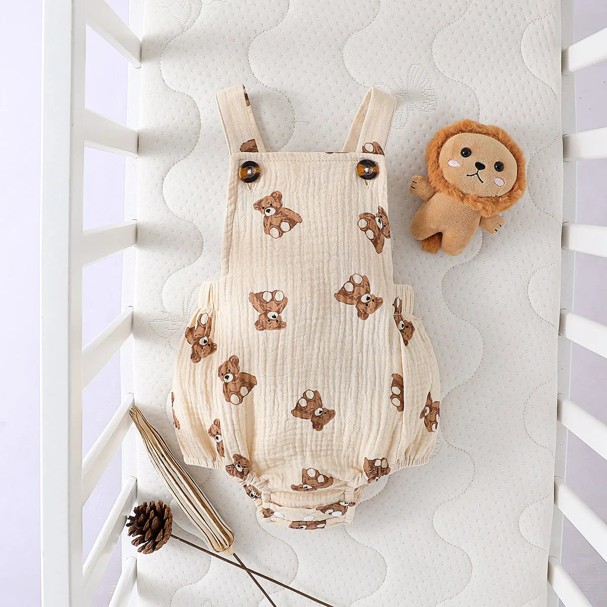 Baby Sleeveless Summer Cartton Bear Cute Casual Daily Jumpsuit clothes For 0-1Y Rompers 2025 New  Style