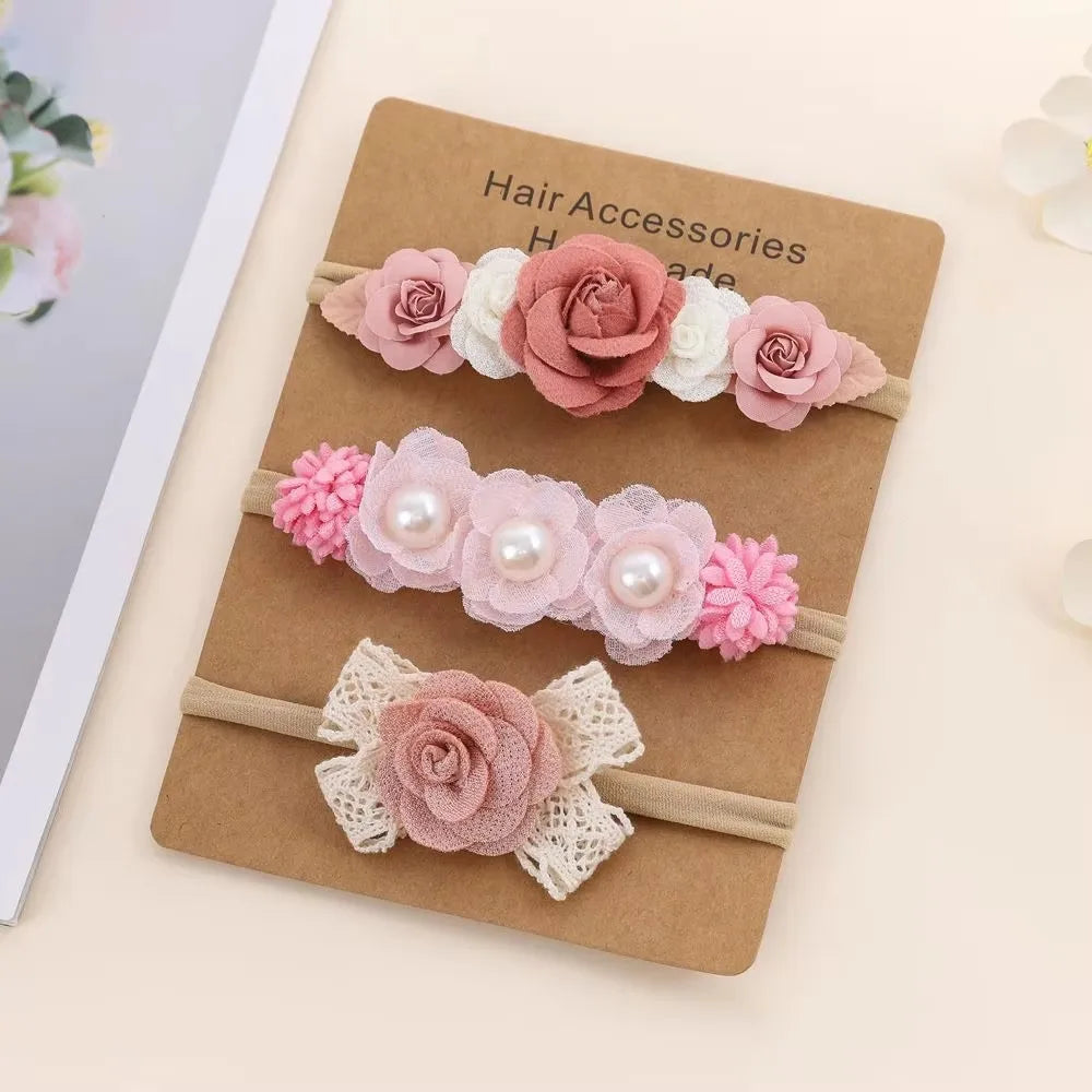 3pcs Baby Girl Headband set Cute Baby Elastic Hair Band Newborn Head Flower Toddler Headband Headwear Kids Accessories