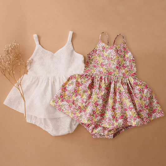Summer Baby Girl Birthday Party Dress Lace Floral Cotton Infant Baby Girl Clothes