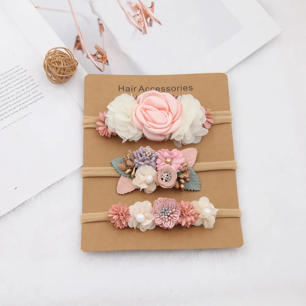 3pcs Baby Girl Headband set Cute Baby Elastic Hair Band Newborn Head Flower Toddler Headband Headwear Kids Accessories