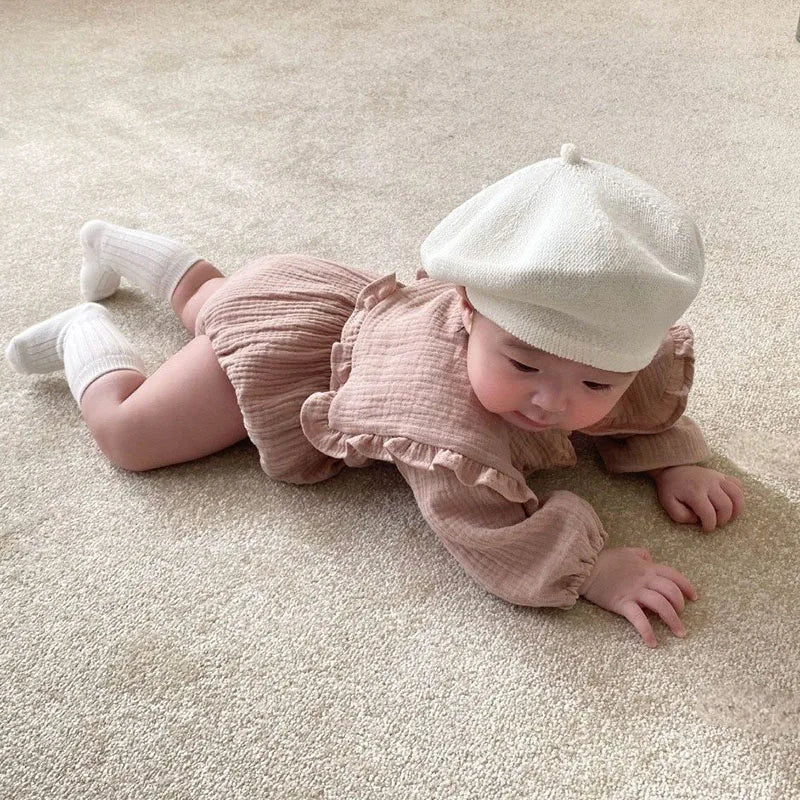 Newborn Baby Girls Clothing Set Ruffle Collar Lapel Top+Bread Pants  Casual Suit Autumn Spring Toddler Baby Girl Clothes Suit