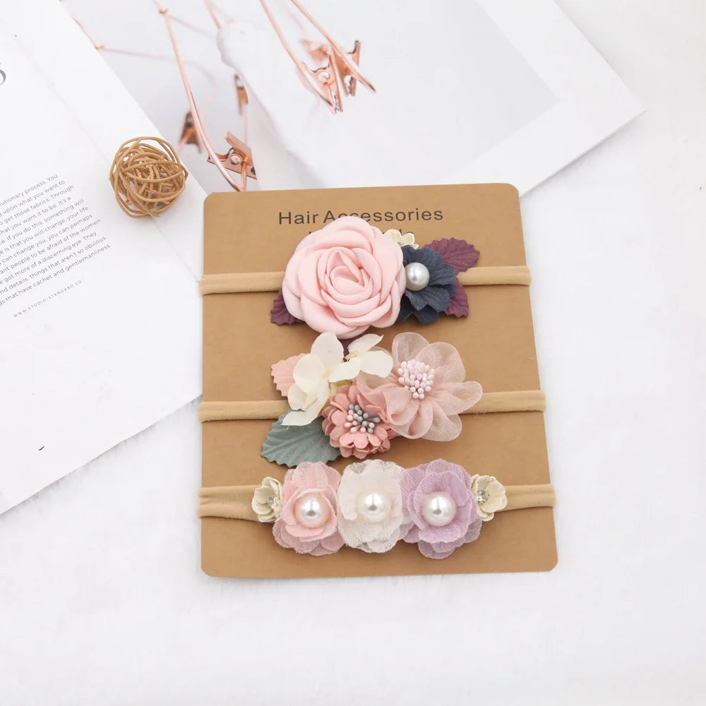 3pcs Baby Girl Headband set Cute Baby Elastic Hair Band Newborn Head Flower Toddler Headband Headwear Kids Accessories