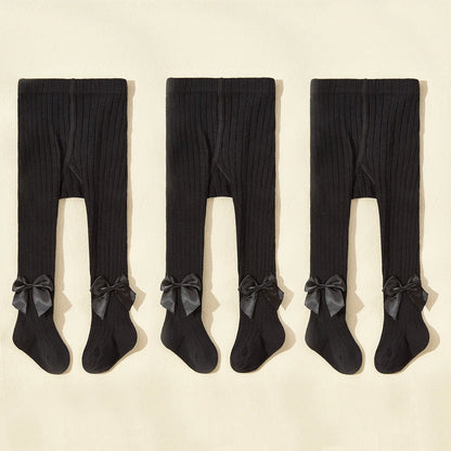 3PCS/Set Spring and Autumn Princess Bowknot Girls Fashion Comfortable Breathable Cotton Pantyhose for Babies