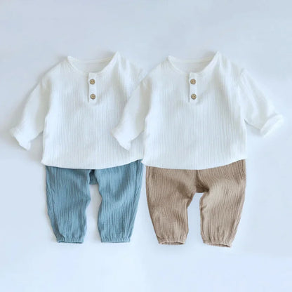 2Pcs Spring Summer Baby Boy Clothes Soft Cotton Solid T-shirt +Shorts Casual Toddler Kids Suits