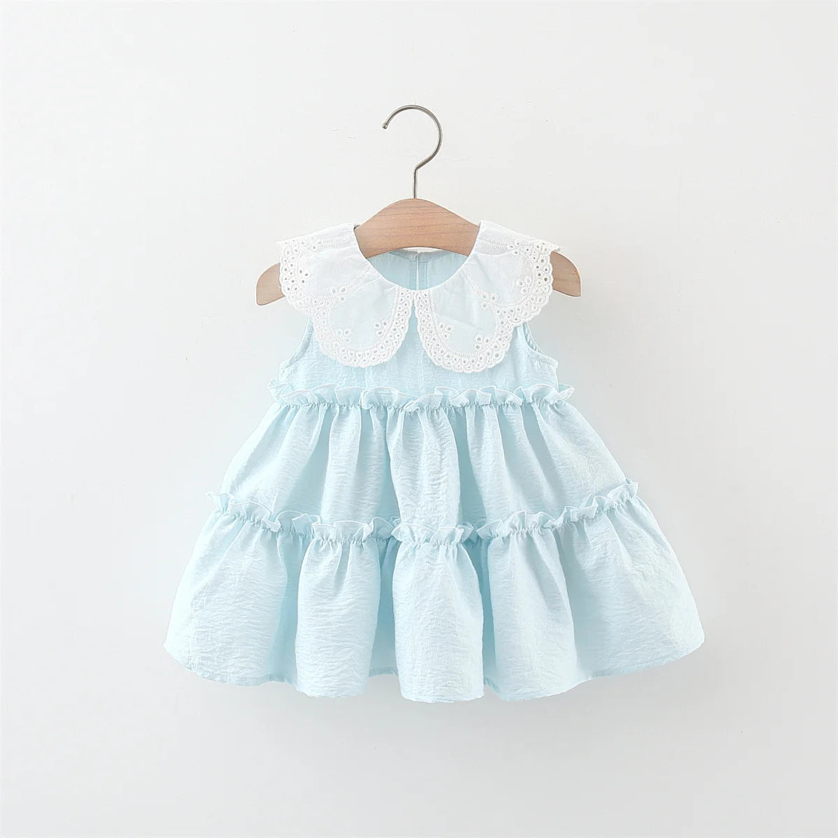 Baby Girl Clothing Summer New Sleeveless Solid Color Baby Dresses Sweet Ruffle Collar Casual Dresses For Girls