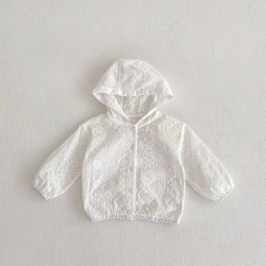 Summer new 0-3 year old baby clothing, baby girl jacket, hooded long sleeved air-conditioned shirt, sun protection shirt