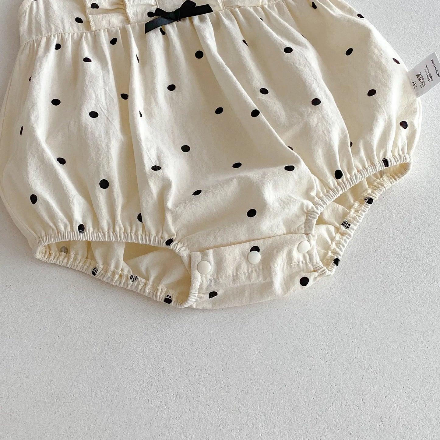 New Korean Japanese Polka Dot Newborn Baby Girl Romper Sleeveless Bow Infant Outfit Bodysuit 0-24M Loose Style Baby Jumpsuit