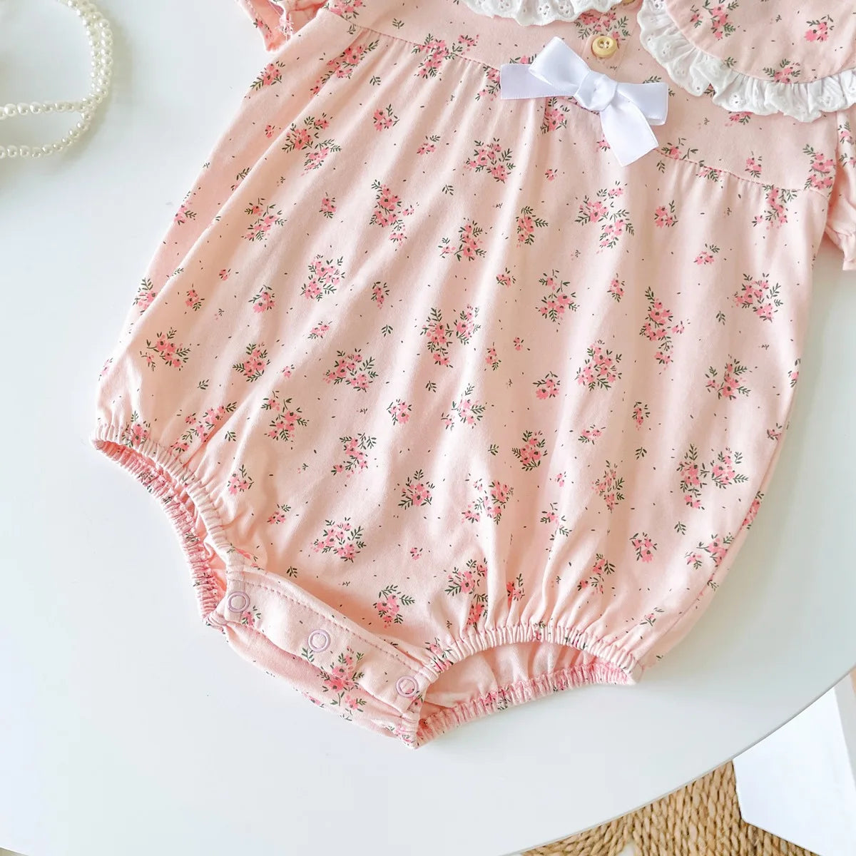 Sanlutoz Floral Infants Girls Short Sleeve Bodysuits Summer Newborn Baby Girls Clothes Cotton Princess