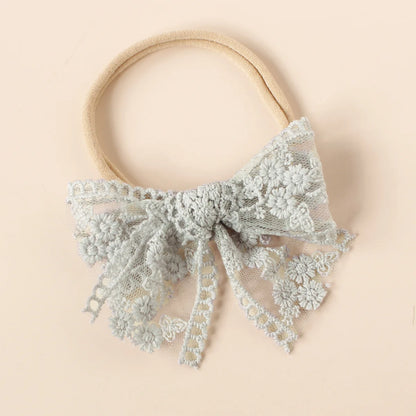 Baby Nylon Bow Headband for Girls Soft Headbands Cute Elastic Children Hairbands Embroided Flower Toddler Hair Accessories