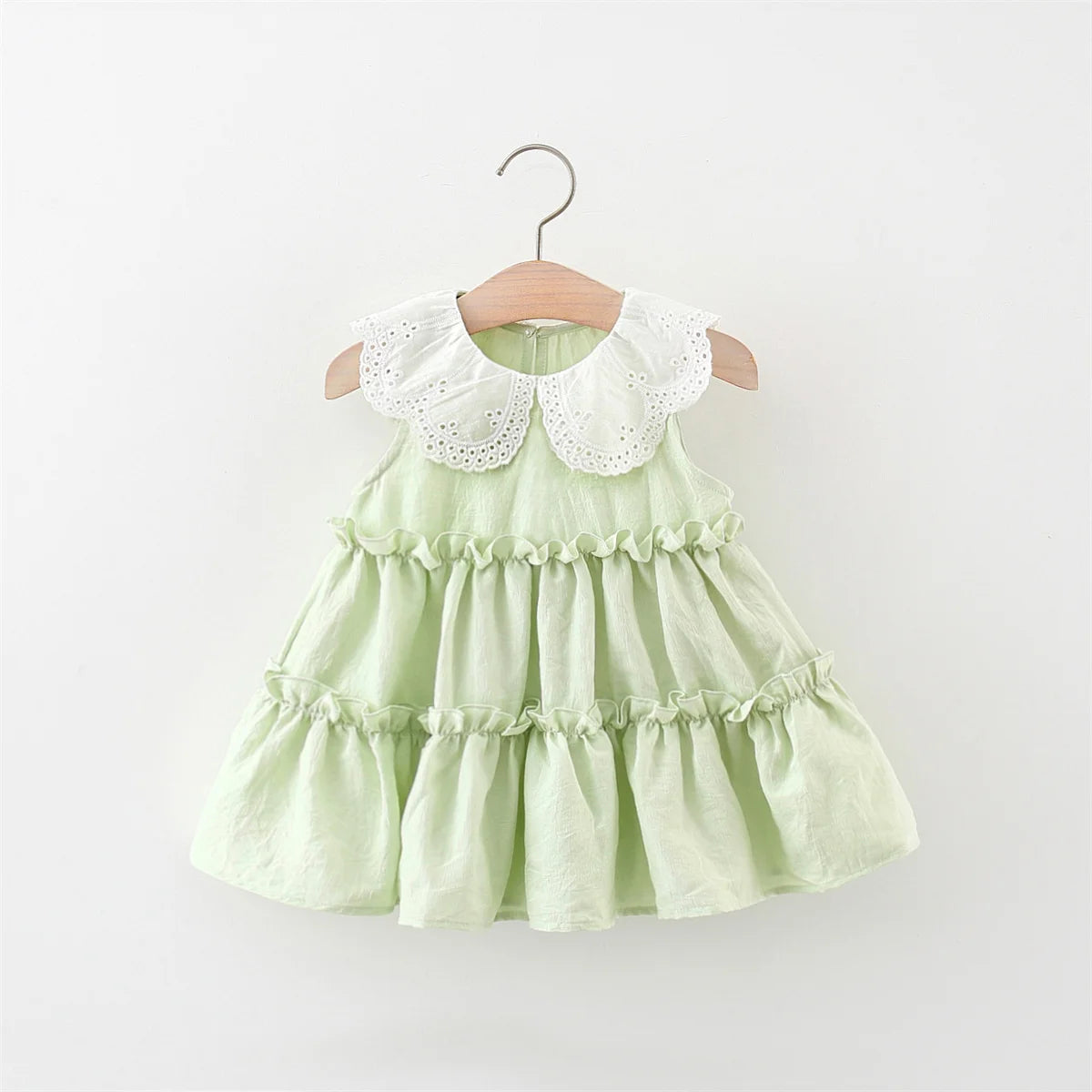 Baby Girl Clothing Summer New Sleeveless Solid Color Baby Dresses Sweet Ruffle Collar Casual Dresses For Girls