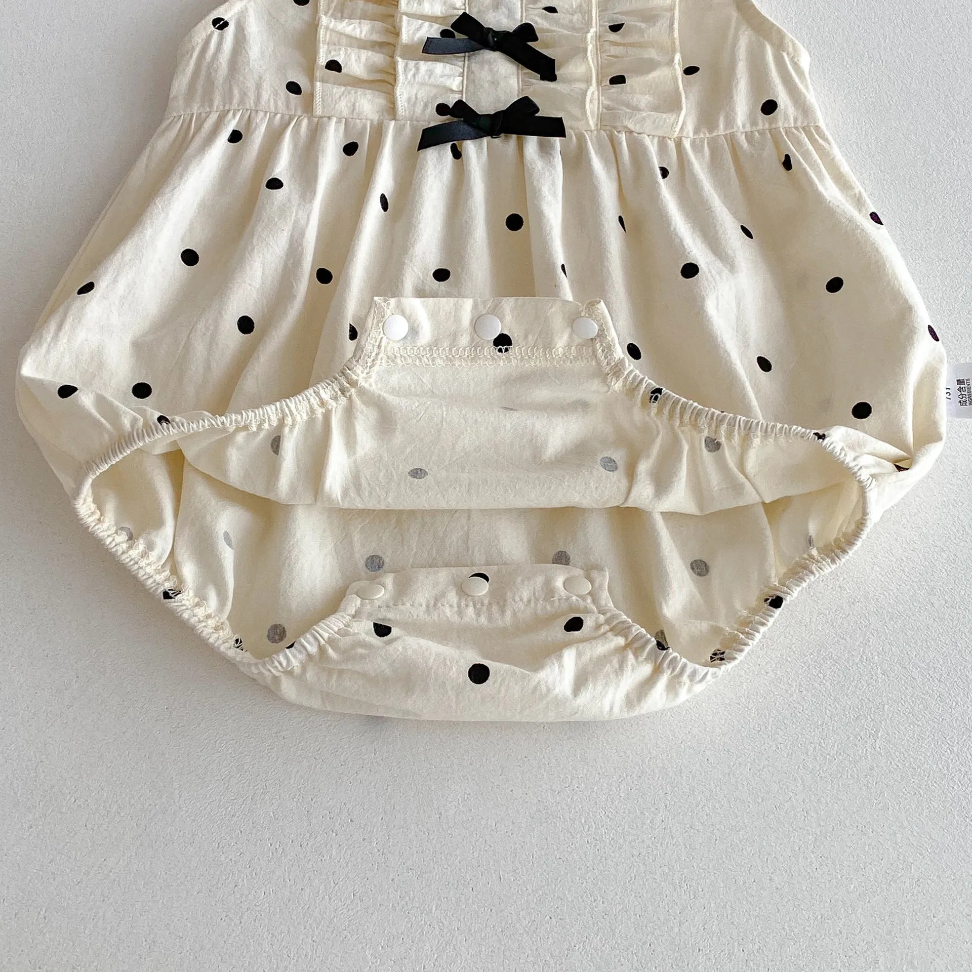 New Korean Japanese Polka Dot Newborn Baby Girl Romper Sleeveless Bow Infant Outfit Bodysuit 0-24M Loose Style Baby Jumpsuit