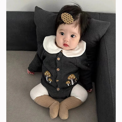 New Autumn Infant Romper Baby Girls Knitted Jumpsuit+Hat Sleeveless Embroidery Toddler Baby Girl Knitting Romper Baby Clothing