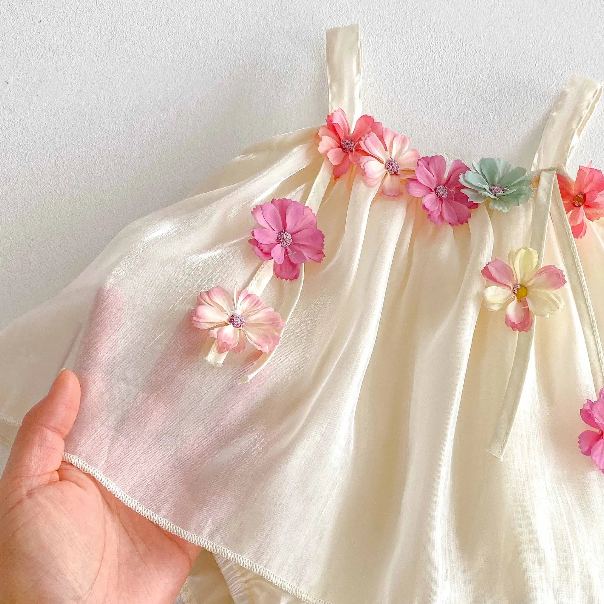 Summer Suspenders Bodysuit for Baby Girls 0-2Y Sweet Newborn Infant 3D Flower Onesie Dress 100 Days Infant Thin Style Clothing
