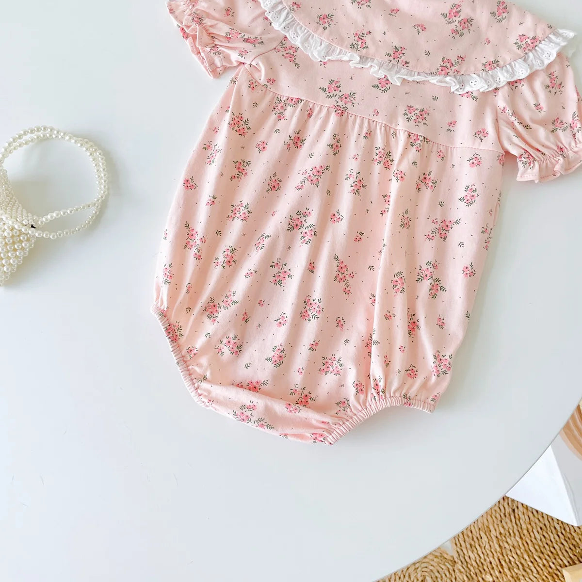 Sanlutoz Floral Infants Girls Short Sleeve Bodysuits Summer Newborn Baby Girls Clothes Cotton Princess