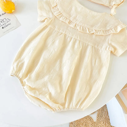 Sanlutoz Princess Floral Newborn Baby Girls Bodysuits Cotton Summer Short Sleeve Girls Clothing Cute with Hat