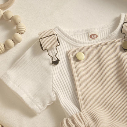 Ma&Baby  0-24M Newborn Infant Baby Boy Girl Clothes Sets Toddler Knit Romper Button Corduroy Overall Shorts Outfit Summer