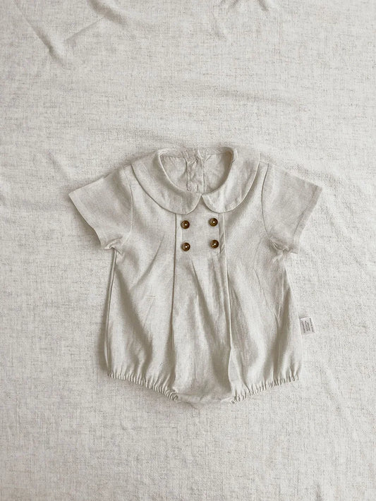 Summer Toddler Kids Stripe Bodysuit Boys Loose Turndown Collar Jumpsuit Girls Baby Thin Crawlwear Onesie Clothes One Piece