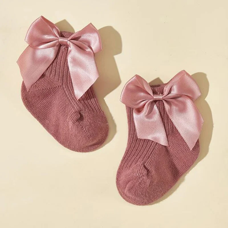 4Pair/lot New Large Bow Girls' Socks