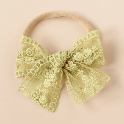 Baby Nylon Bow Headband for Girls Soft Headbands Cute Elastic Children Hairbands Embroided Flower Toddler Hair Accessories